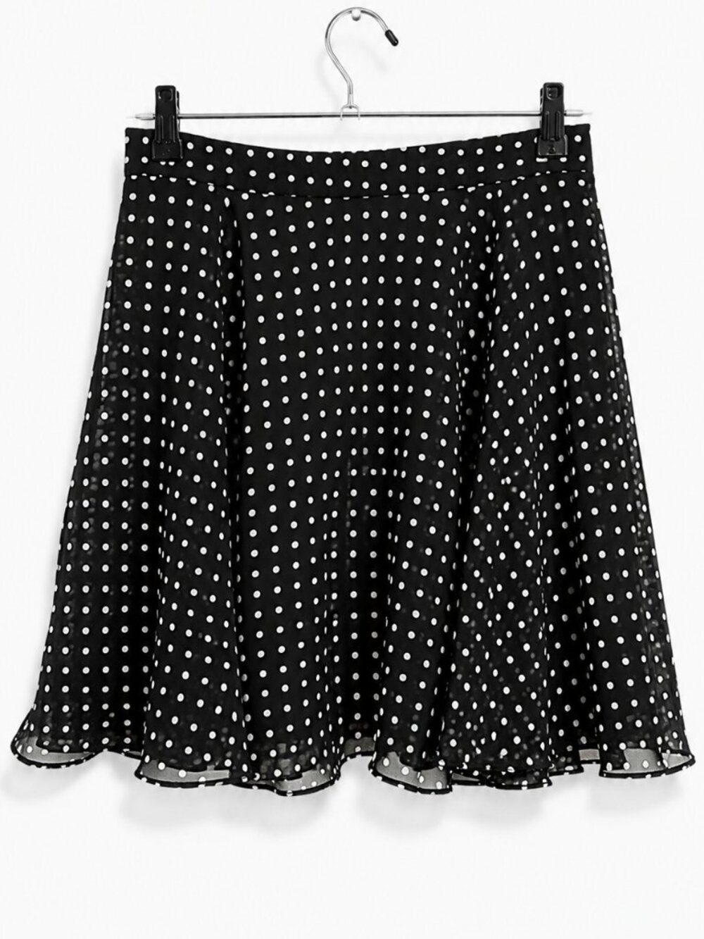 BCBG Generation Black White Polka Dot Flare Mini Skater Skirt Size S